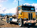 One of Jake's Peterbilt heavy-haul cabover tractors, with a lowboy trailer hauling a weight unit from one of Jake's crawler cranes